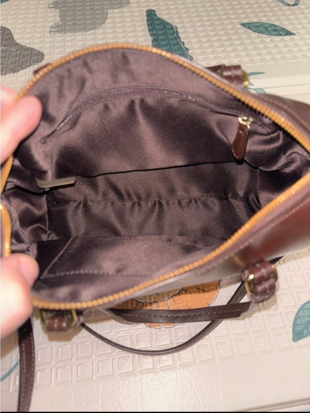 Coach Brown Saffiano Satchel with Gold Hardware - Picture 15 of 16